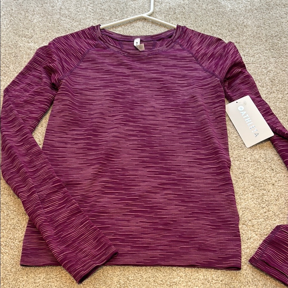 Athleta Purple Space-Dye Long Sleeve Top